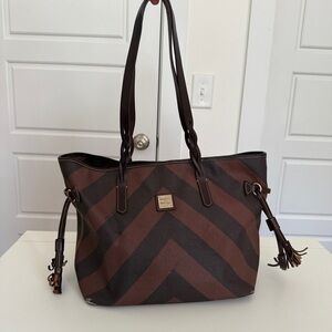 Dooney & Bourke Brown Chevron Bailey Tote Bag